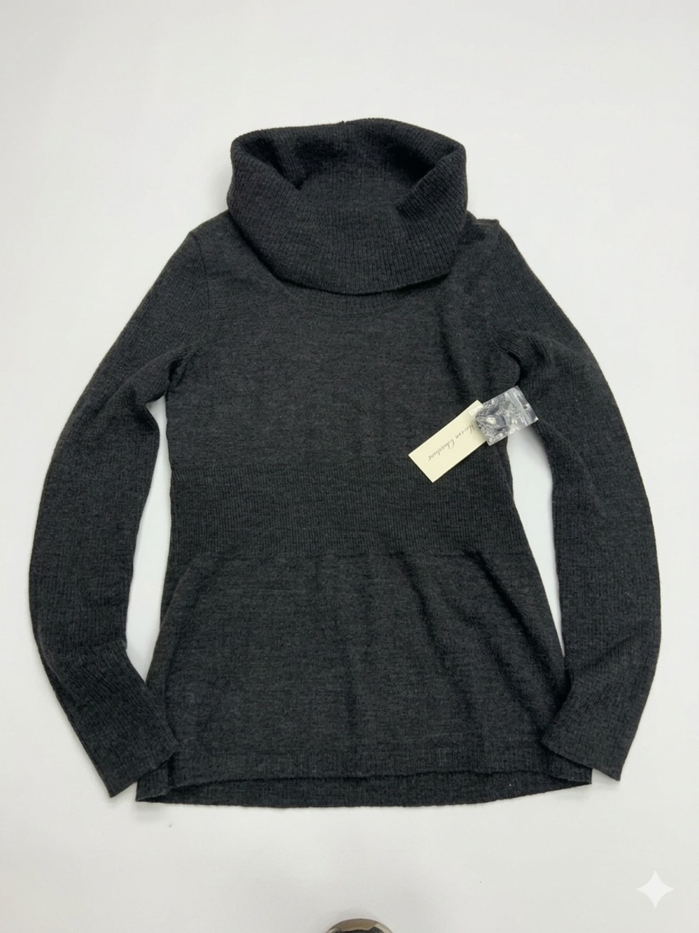NWT Marisa Christina 100% Italian Merino Wool Cowl Neck Sweater M Gray